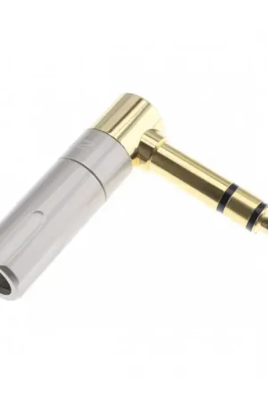 Expédition rapide - Connecteur Jack 6.35mm Stéréo Coudé Plaqué Or Ø8mm