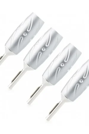 VIBORG VB402R Fiches Bananes Cuivre Pur Plaqué Cuivre OFC / Argent / Rhodium Ø9mm (Set x4) - Remise supplémentaire