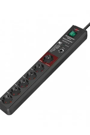Distributeur Secteur Maître / Esclave 1 + 5 Ports Schuko Noir | Plus que quelques jours