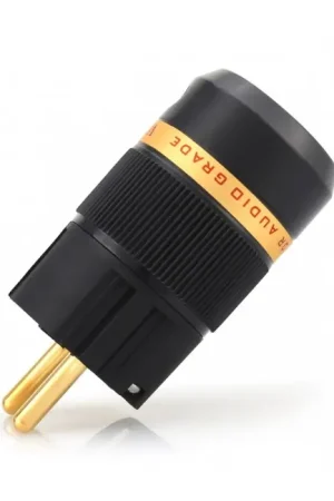 Très bien noté - VIBORG VE501G Connecteur Secteur Schuko Type E/F Cuivre Pur Plaqué Argent / Or 24K Ø19mm