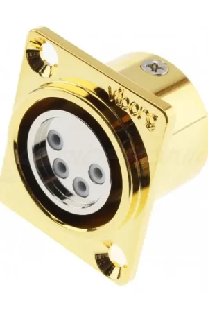 Disponible à la commande | VIBORG CF204G Embase XLR Femelle 4 Broches Cuivre Pur Plaqué Argent / Or 24k