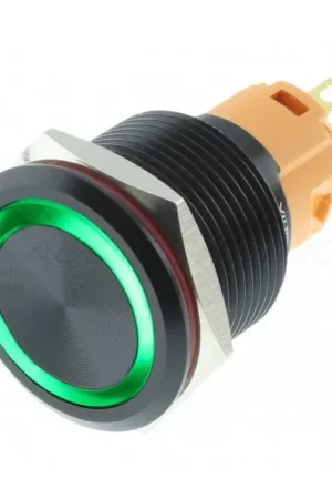 Commandez dès aujourd'hui | LB Interrupteur Aluminium avec Cercle Lumineux Vert 250V Ø19mm Noir