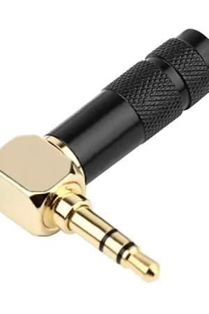 Super offre - Connecteur Jack 3.5mm Stéréo Mâle Coudé Plaqué Or Ø6mm