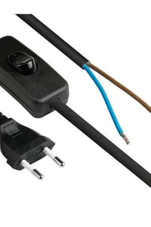 Nouveau | Cordon secteur standard 2 pôles vers fils nus avec interrupteur 2x0.75mm² 1.5m