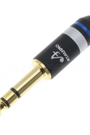 ATAUDIO AT-0T Connecteur Jack 6.35mm TRS Plaqué Or Ø8mm Bleu | Stock presque épuisé