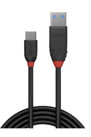 LINDY BLACK LINE Câble USB-A Mâle vers USB-C 3.2 Mâle SuperSpeed+ 10Gbps 3A 1.5m | Offre spéciale