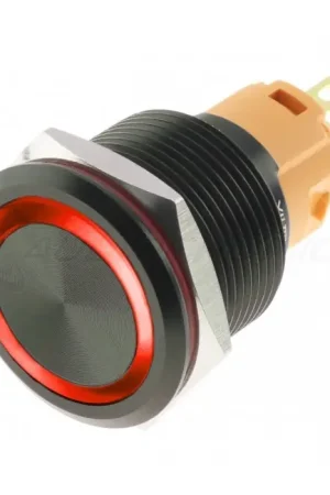 LB Bouton Poussoir Aluminium avec Cercle Lumineux Rouge 250V Ø16mm Noir - Super prix