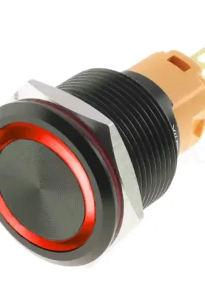 LB Interrupteur Aluminium avec Cercle Lumineux Rouge 250V Ø19mm Noir | Paiement sécurisé