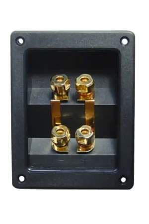 ATOHM WT-96123-G Bornier Encastré Isolé Bi-Câblage Enceintes Plaqué or 123x96mm (Unité) - Disponible à la commande
