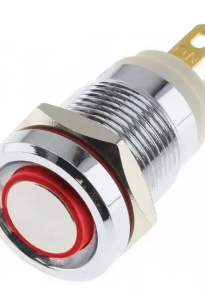 LB Interrupteur Aluminium avec Cercle Lumineux Rouge 220V Ø12mm Argent - Envoi rapide