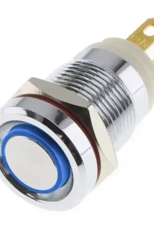 Commandez dès maintenant | LB Interrupteur Aluminium avec Cercle Lumineux Bleu 220V Ø12mm Argent