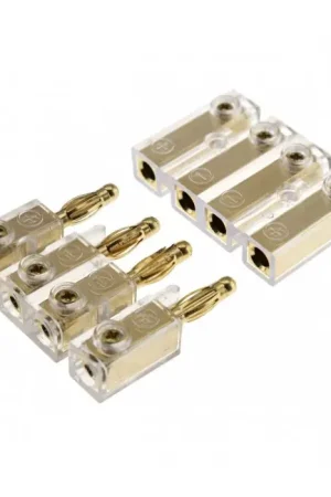 Offre exclusive | Fiches Bananes d'Interconnexion Haut-Parleurs Cuivre Plaqué Or (Set x4)
