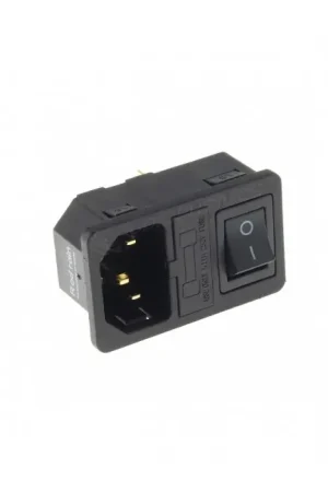 Embase IEC C14 Cuivre Pur Plaqué Or avec Interrupteur à Bascule ON-OFF et Fusible 250V 10A - Plus que quelques unités