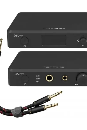 Pack Topping DAC D50 III + Amplificateur Casque A50 III + Câbles Jack 6.35mm TRS 25cm TCT1 Noir - Envoi rapide