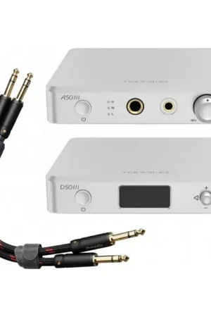 Pack Topping DAC D50 III + Amplificateur Casque A50 III + Câbles Jack 6.35mm TRS 25cm TCT1 Argent | Qualité professionnelle