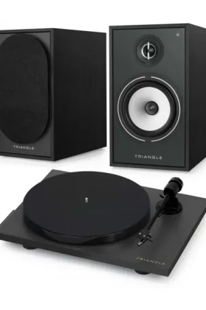 Produit phare | Pack Triangle Platine Vinyle LUNAR 1 + Enceintes Actives BOREA BR03 Connect Noir