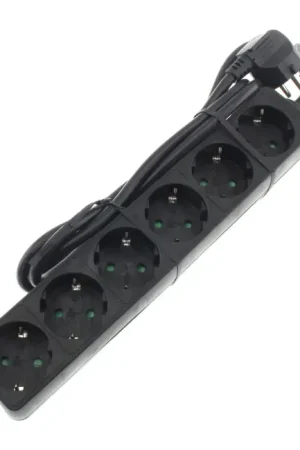 Distributeur Secteur 6 Prises Schuko Noir - Ajoutez au panier