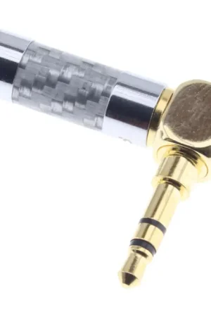 Fin de série - Connecteur Jack 3.5mm TRS Mâle Coudé Plaqué Or 24k Ø6mm (Unité)