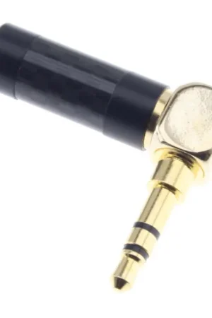 Retour gratuit - Connecteur Jack 3.5mm TRS Mâle Coudé Plaqué Or 24k Ø6mm (Unité)