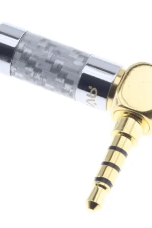 Déstockage - Connecteur Jack 3.5mm TRRS Mâle Coudé Plaqué Or 24k Ø6mm (Unité)