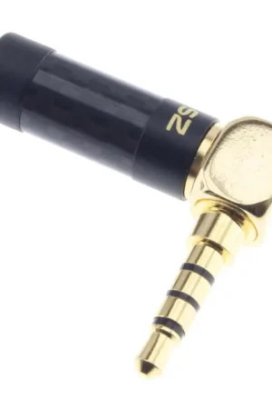 Coup de cœur - Connecteur Jack 3.5mm TRRS Mâle Coudé Plaqué Or 24k Ø6mm (Unité)
