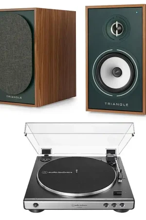 Tout nouveau | Triangle Borea BR02 CONNECT Vert + Audio-Technica AT-LP60XUSB Gris