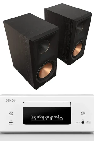 Denon RCD-N12DAB Blanc + Klipsch RP-600M II Ebène - Premium