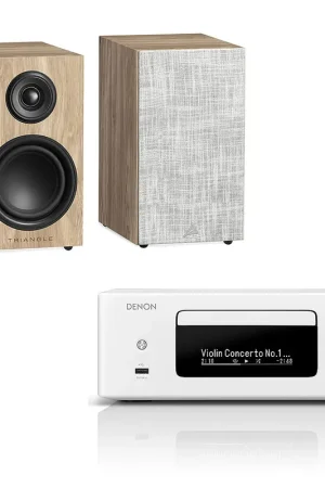Haute qualité - Denon RCD-N12DAB Blanc + Triangle Elara LN01 Chêne clair