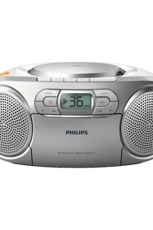 Plus que quelques unités | Radiocassette Philips AZ127/12 FM Secteur ou piles LR14 Entrée 3,5 mm LCD