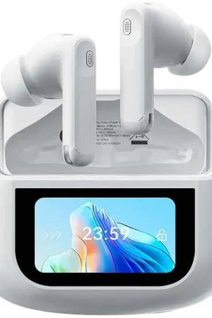 Retour gratuit - Blackview Airbuds 12 IPX7 Blanc Sans Fil et Boîtier avec Écran LED