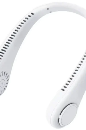 Prix choc - Ventilateur de cou avec écouteurs 5 vitesses 3000 mAh USB Blanc