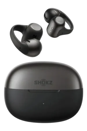 Offre exclusive - Écouteurs SHOKZ OpenDots 2 Noir, à oreille ouverte, avec clip, Bluetooth 6.1, 10 h + 40 h avec étui