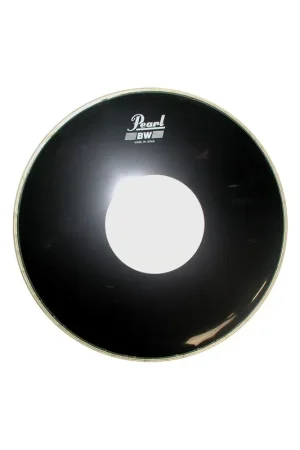 Pearl Peau de caisse claire noire lisse avec renfort rond blanc 12" - Prix malin
