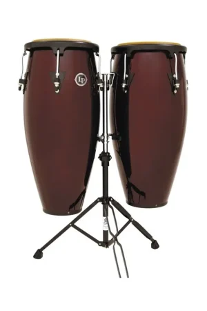 Latin Percussion&nbsp;LP646B-DW - set deux Congas Aspire - double stand inclus - coloris Dark Wood - Incontournable