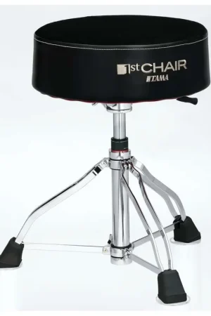 Meilleure vente - Tama HT850BC - 1st Chair Round Rider XL Hydraulix - Siège rond tissu noir double embase réglage hydraulique