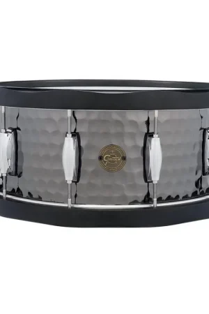 Gretsch S1-6514WH-BSH - Caisse claire 14" x 6,5", en Acier noir martelé avec cerclages en bois noir | Direct usine