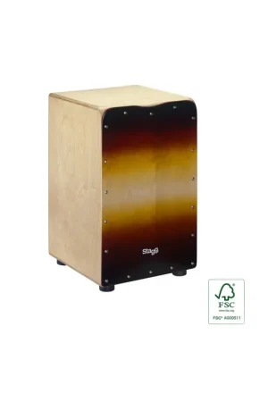 Livraison rapide - Stagg CAJ-50M-SB - Cajón de taille standard en bouleau avec plaque de couleur sunburst