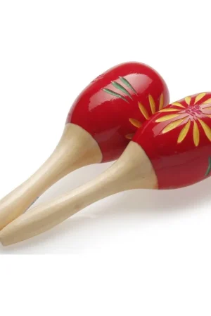 Fin de série | Stagg MRW-16 - Paire de maracas ovales en bois, finition fleur, rouge, 16 cm