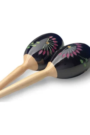 Stagg MRW-19 - Paire de maracas ovales en bois, finition fleur, noir, 19 cm | Prix malin
