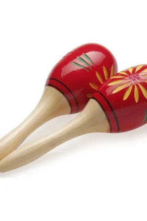 Achetez maintenant | Stagg MRW-26 - Paire de maracas ovales en bois, finition fleur, rouge, 26 cm
