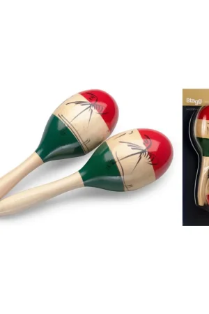 Prix cassé | Stagg MRW-26M - Paire de maracas ovales en bois, finition Mexique, 26 cm
