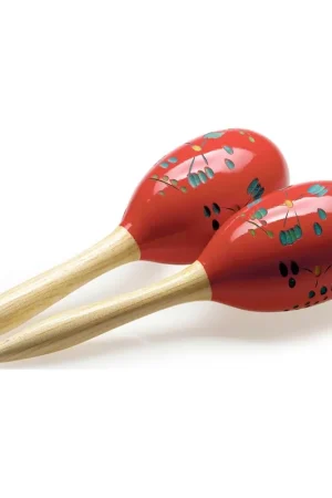 Stagg MRW-29 - Paire de maracas ovales en bois, finition fleur, rouge, 28 cm | Commandez dès aujourd'hui
