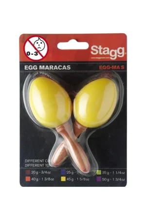 Offre exceptionnelle - Stagg EGG-MA S/YW - Paire de maracas oeufs en plastique
