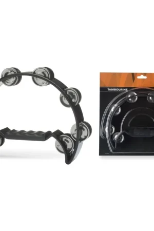 Vente flash | Stagg&nbsp;TAB-2 BK - Tambourin demi-lune en plastique avec 16 cymbalettes