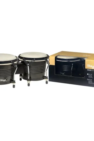 Stagg BW-200-BK - Bongos latins en bois de 7,5" et 6,5" noirs | Prix mini