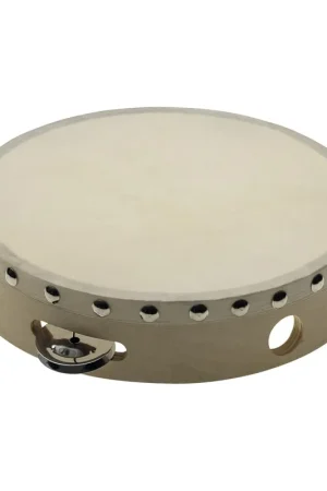 Plus que quelques jours | Stagg STA-1108 - Tambourin 8" pré-accordé en bois, peau fixe rivetée, 1 rangée de cymbalettes
