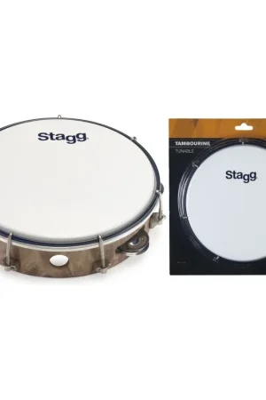 Offre exceptionnelle - Stagg TAB-108P/WD - Tambourin accordable en plastique 8" avec 1 rangée de cymbalettes