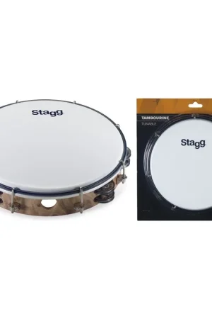 Stagg&nbsp;TAB-210P/WD - Tambourin accordable en plastique 10" avec 2 rangées de cymbalettes - Commandez maintenant