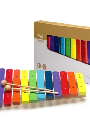 Stagg XYLO-J12 RB - Xylophone avec 12 lames de différentes couleurs et deux mailloches en bois | Offre spéciale