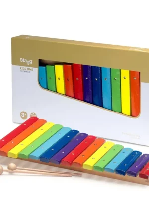 Nouveau en boutique | Stagg XYLO-J15 RB - Xylophone avec 15 lames de différentes couleurs et deux mailloches en bois